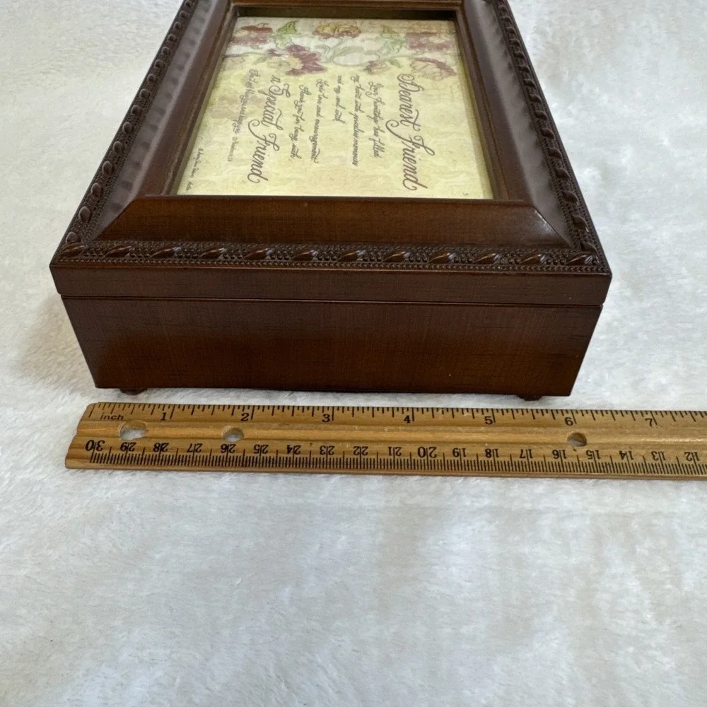 Sankyo Wood Music Jewelry Box What A Friend We Have In Jesus Dearest‎ Friend 8x6